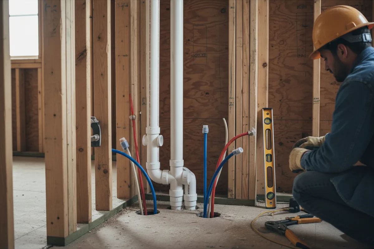 Drain and supply rough-in during Leak Detection in Drakesville