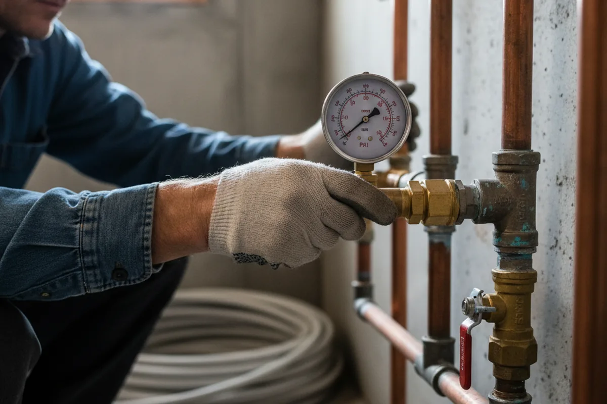 Pressure testing a repaired line during Water Line Repair in Drakesville